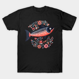 A Cute Salmon Scandinavian Art Style T-Shirt